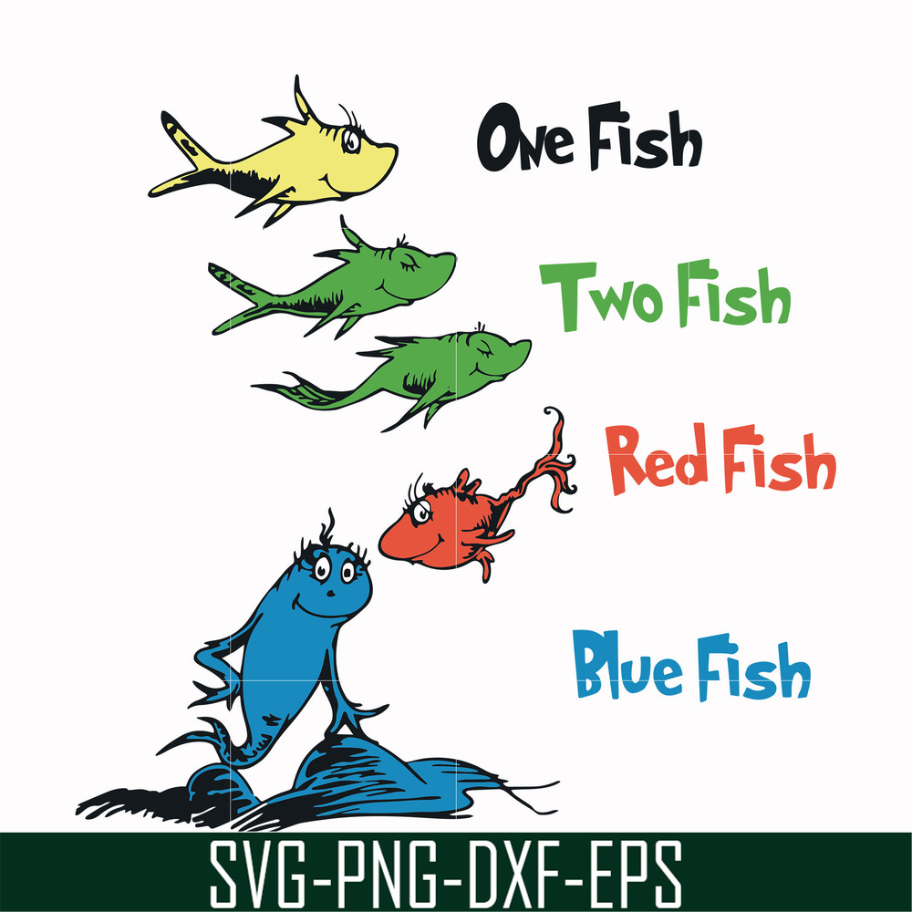 DR000105-One fish two fish red fish blue fish svg, png, dxf, eps file DR000105.jpg
