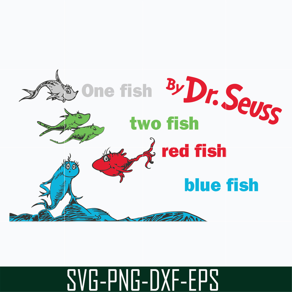 DR0302213-One fish, two fish, red fish, blue fish svg, Dr Seuss svg, png, dxf, eps file DR0302213.jpg