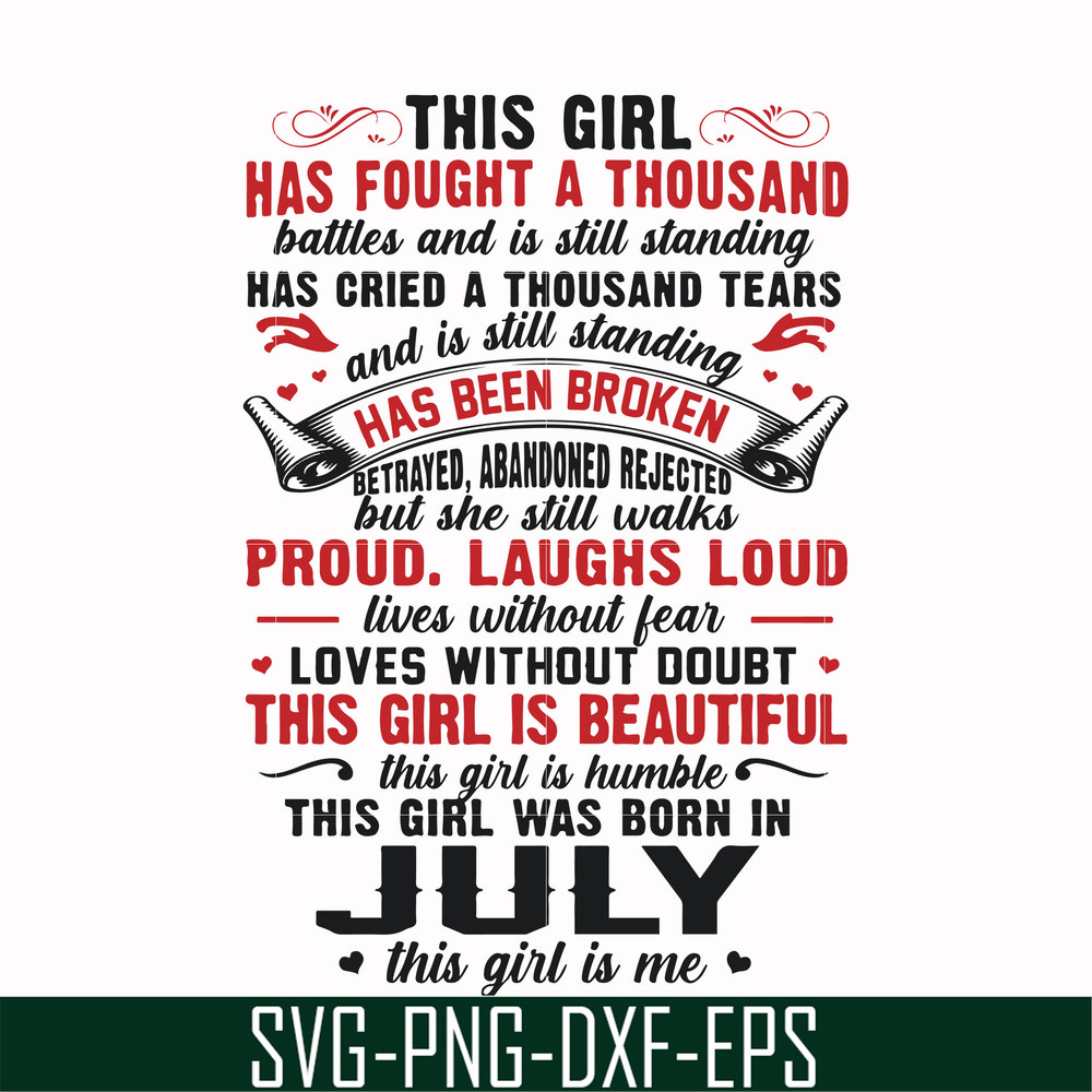 FN0001023-This girl has fought a thousand battles and is still standing this girl was born in July this girl is me svg, png, dxf, eps file FN0001023.jpg