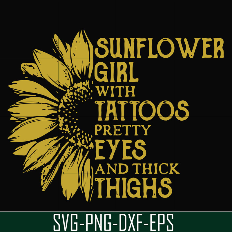 FN000170-Sunflower girl with tattoos pretty eyes and think thights svg, png, dxf, eps file FN000170.jpg