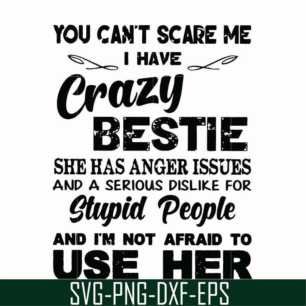FN000330-You can't scare me I have crazy bestie she has anger issues and a serious dislike for stupid people and I'm not afraid to use her svg, png, dxf, eps fi