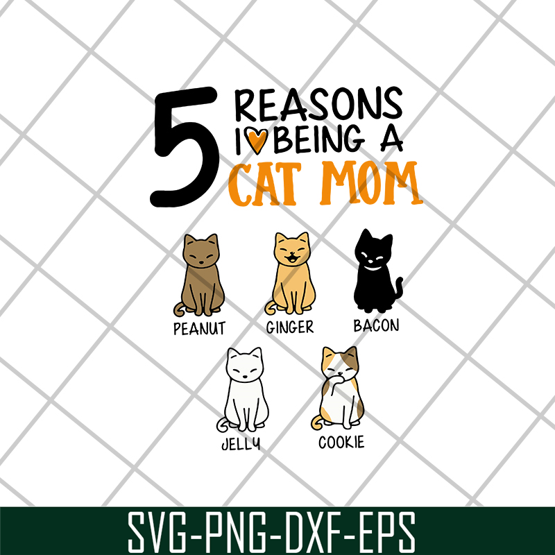 MTD08042104-5 reasons i love being a cat mom svg, Mother's day svg, eps, png, dxf digital file MTD08042104.jpg