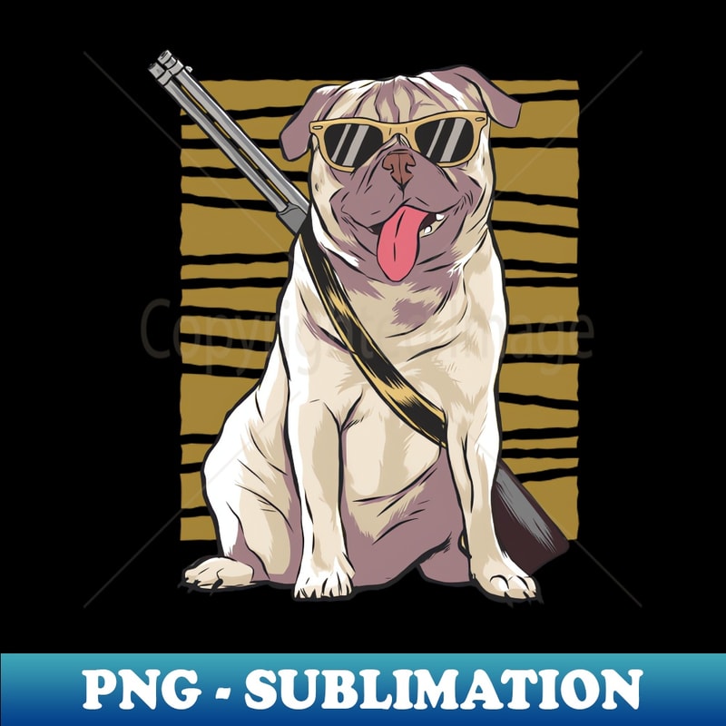 Cool Pug With Rifle - Exclusive Sublimation Digital File - Unlock Vibrant Sublimation Designs