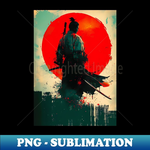 Red Samurai - Retro PNG Sublimation Digital Download - Stunning Sublimation Graphics
