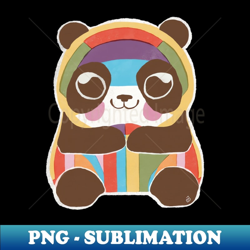 Rainbow Panda Delight - Colorful Geometric Animal Art - Modern Sublimation PNG File - Perfect for Sublimation Art