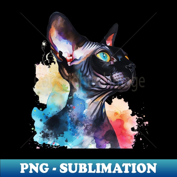 Sphynx Cat Water Color Pop Art Design for Cat Lover - Creative Sublimation PNG Download