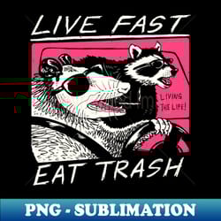 live fast eat trash and get hit by a car raccoon opossum - high-resolution png sublimation file