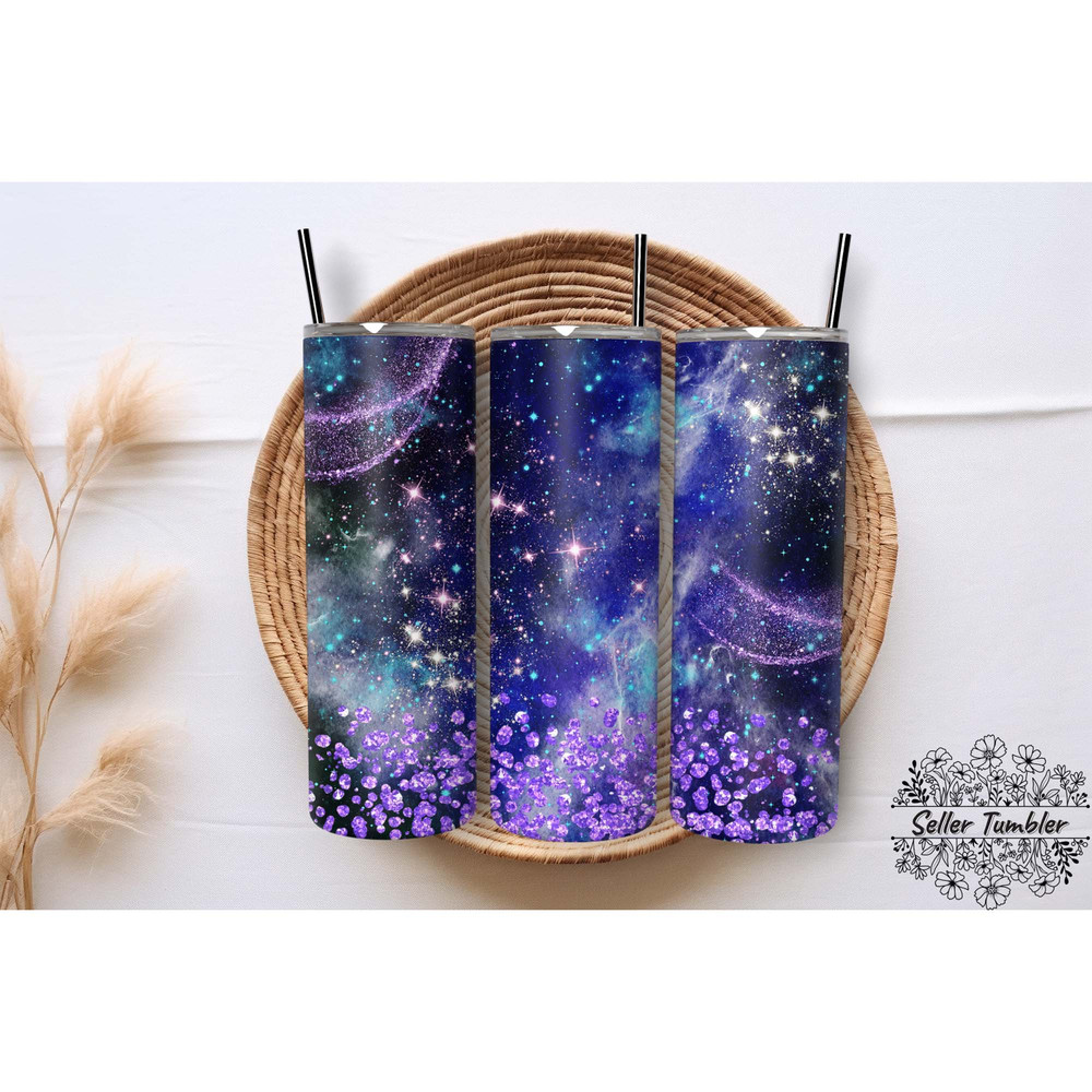 Bue Purple Glitter, Tumbler 20 oz Warp PNG, Skinny Tumbler Designs PNG.jpg
