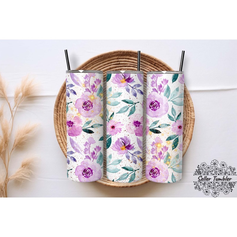 Flora Glitter, Tumbler 20 oz Warp PNG, Skinny Tumbler Designs PNG.jpg