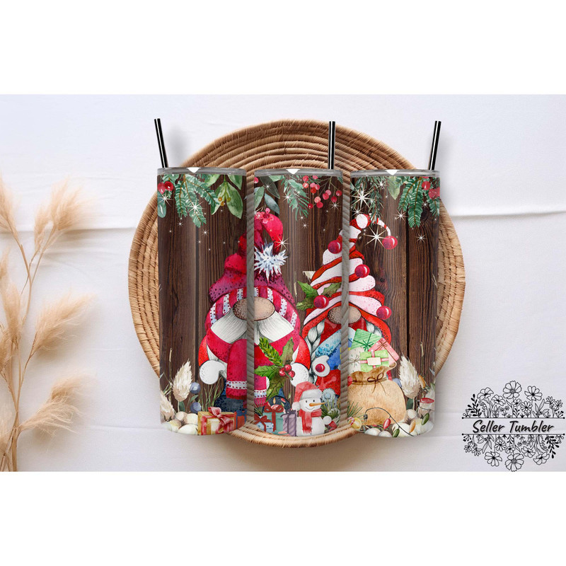 Gnome Christmasgift, Tumbler 20 oz Warp PNG, Skinny Tumbler Designs PNG.jpg