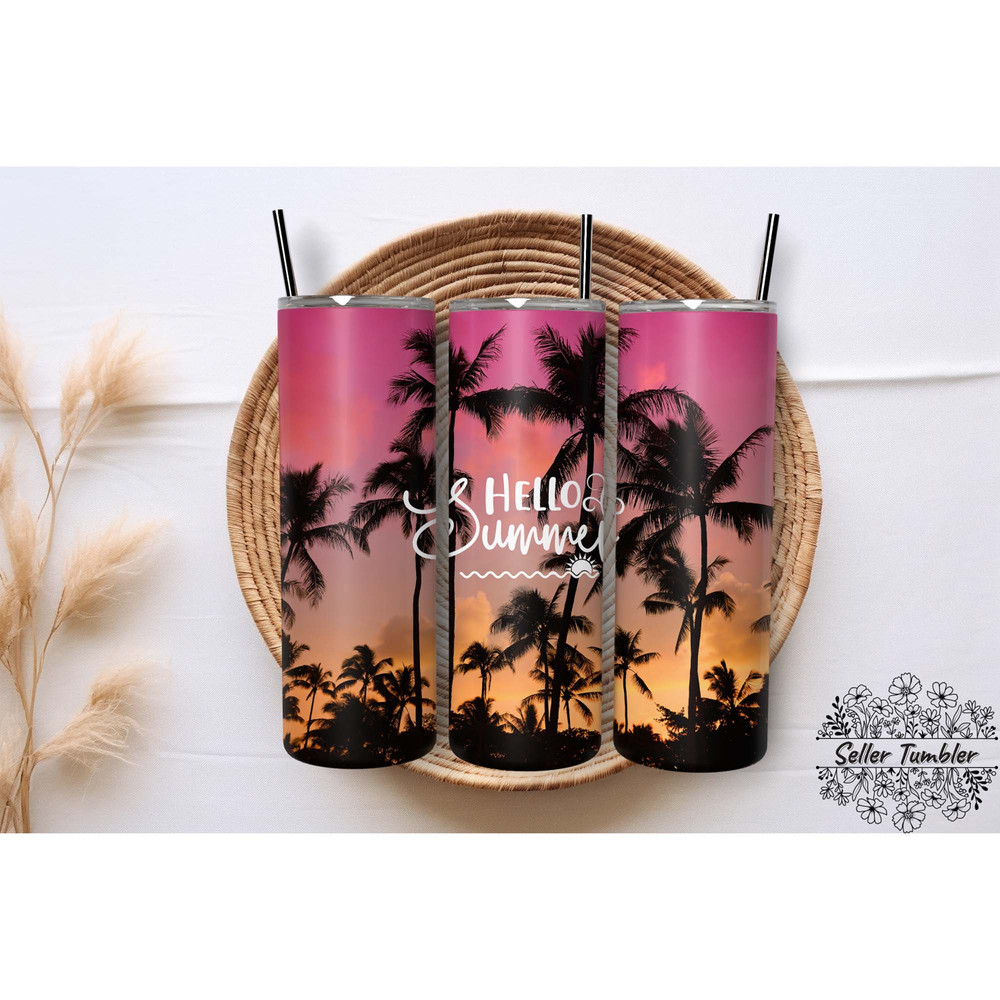 Hallo Summer 20Oz Skinny, Tumbler 20 oz Warp PNG, Skinny Tumbler Designs PNG.jpg