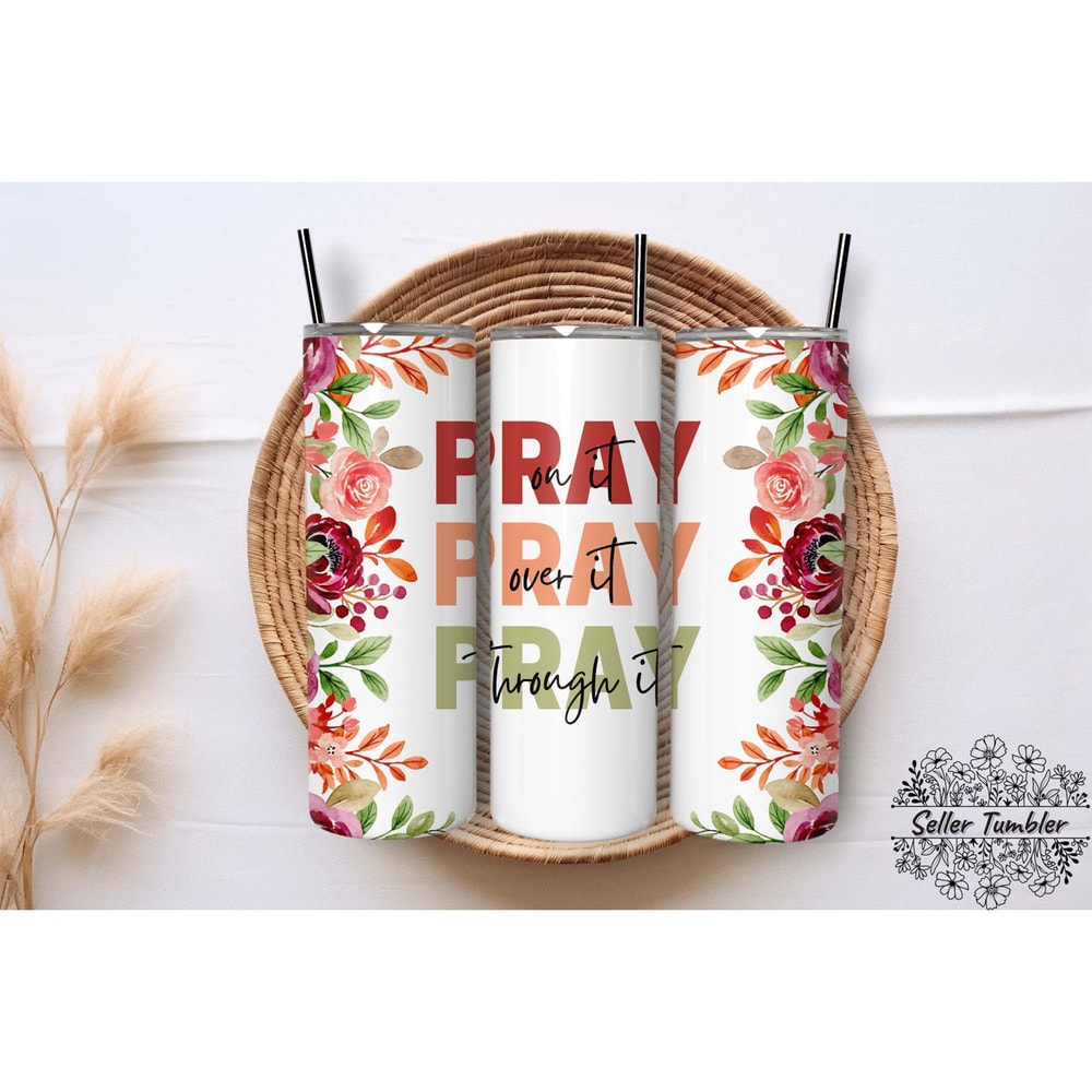 Pray Flower Rose, Tumbler 20 oz Warp PNG, Skinny Tumbler Designs PNG.jpg