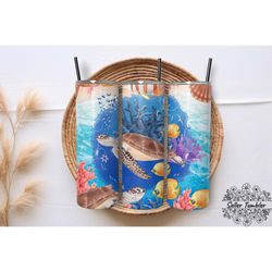 sea turtle, tumbler 20 oz warp png, skinny tumbler designs png