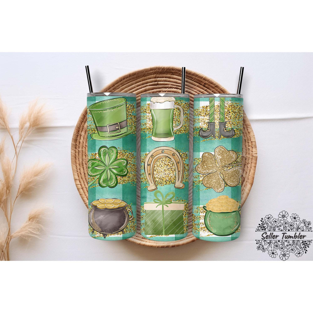 St Patrick, Tumbler 20 oz Warp PNG, Skinny Tumbler Designs PNG.jpg