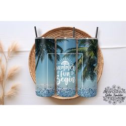 summer begin fun, tumbler 20 oz warp png, skinny tumbler designs png