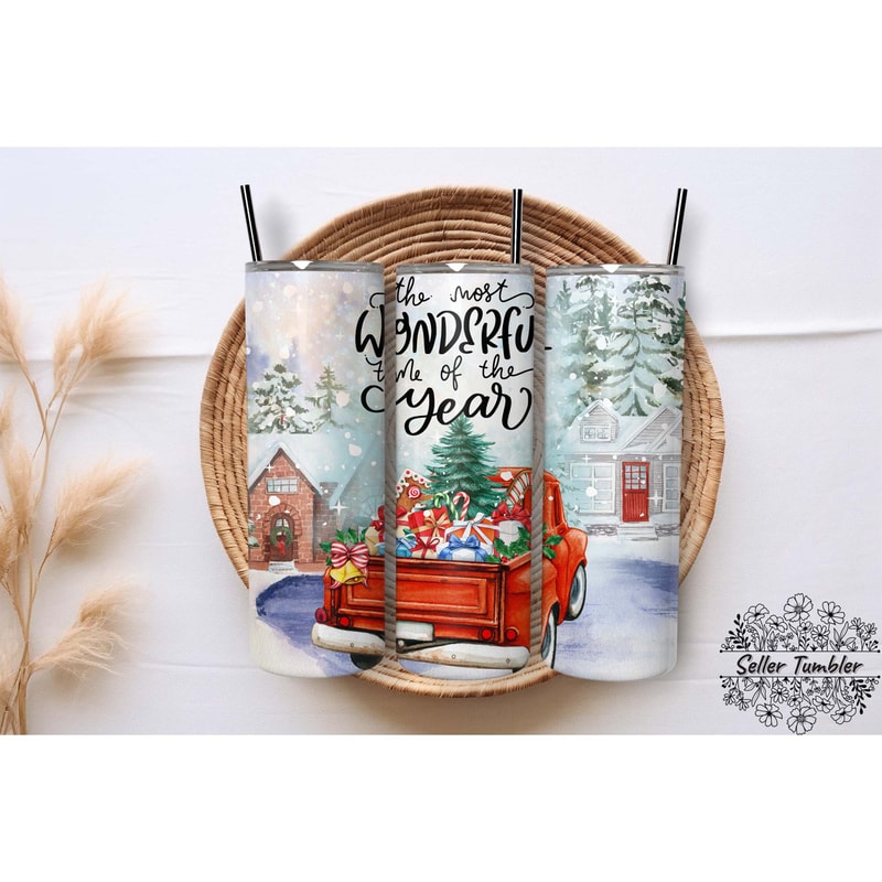 The Most Wonderful Time Of The Year, Tumbler 20 oz Warp PNG, Skinny Tumbler Designs PNG.jpg