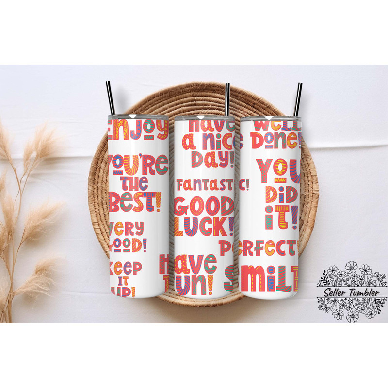 Think Positive, Tumbler 20 oz Warp PNG, Skinny Tumbler Designs PNG.jpg