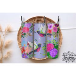watercolor humming birds, tumbler 20 oz warp png, skinny tumbler designs png