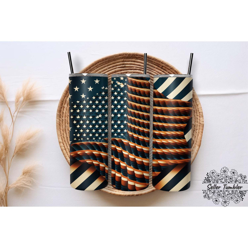 American Flag Star 20 Oz, Tumbler 20 oz Wrap PNG, Skinny Tumbler Designs PNG.jpg