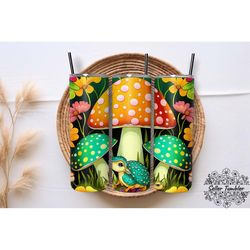 baby frogs under tall mushrooms, tumbler 20 oz wrap png, skinny tumbler designs png