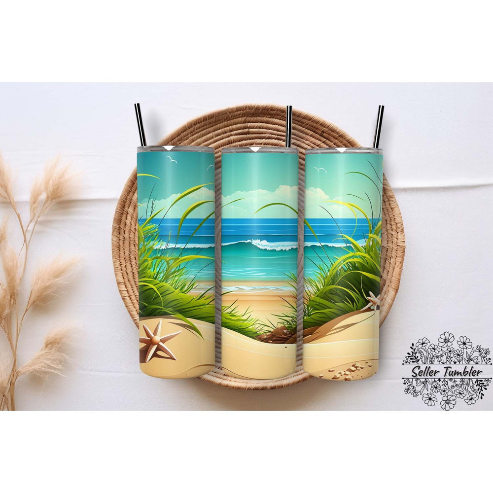 Beautiful Summer 20 Oz , Tumbler 20 oz Wrap PNG, Skinny Tumbler Designs PNG.jpg