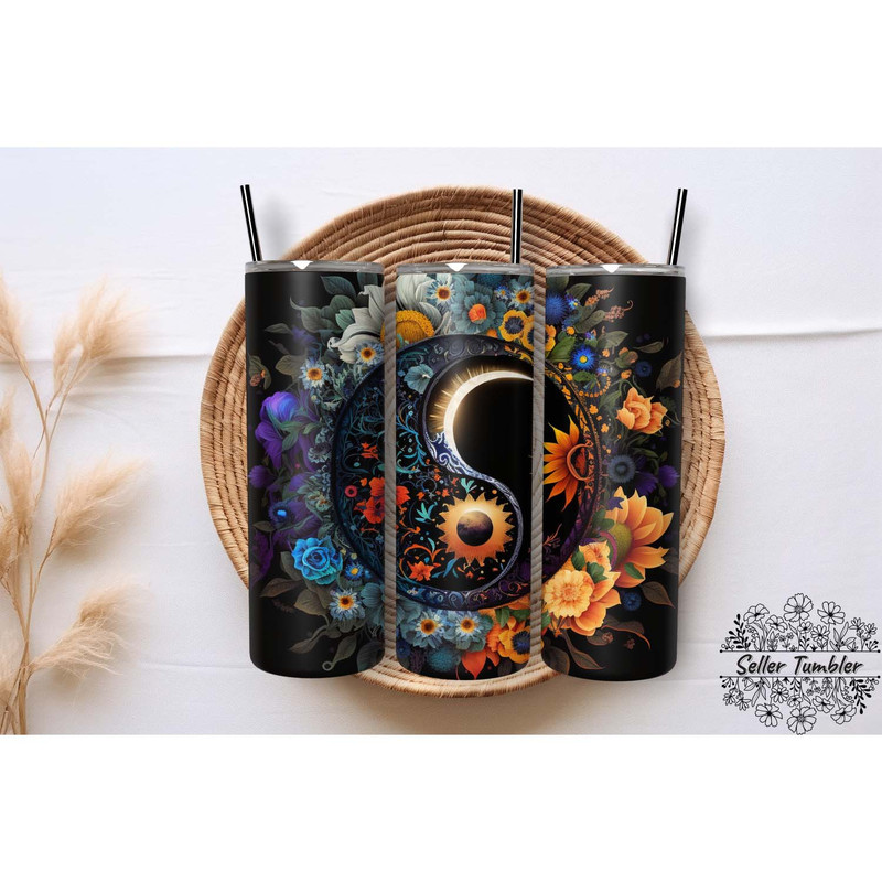Celestial Sun Moon 20 Oz , Tumbler 20 oz Wrap PNG, Skinny Tumbler Designs PNG.jpg