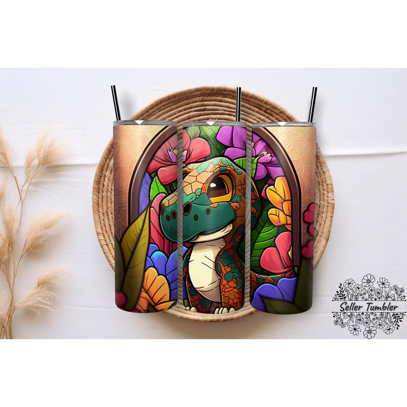 Chibi Cartoon Dinosaur 20 Oz , Tumbler 20 oz Wrap PNG, Skinny Tumbler Designs PNG.jpg