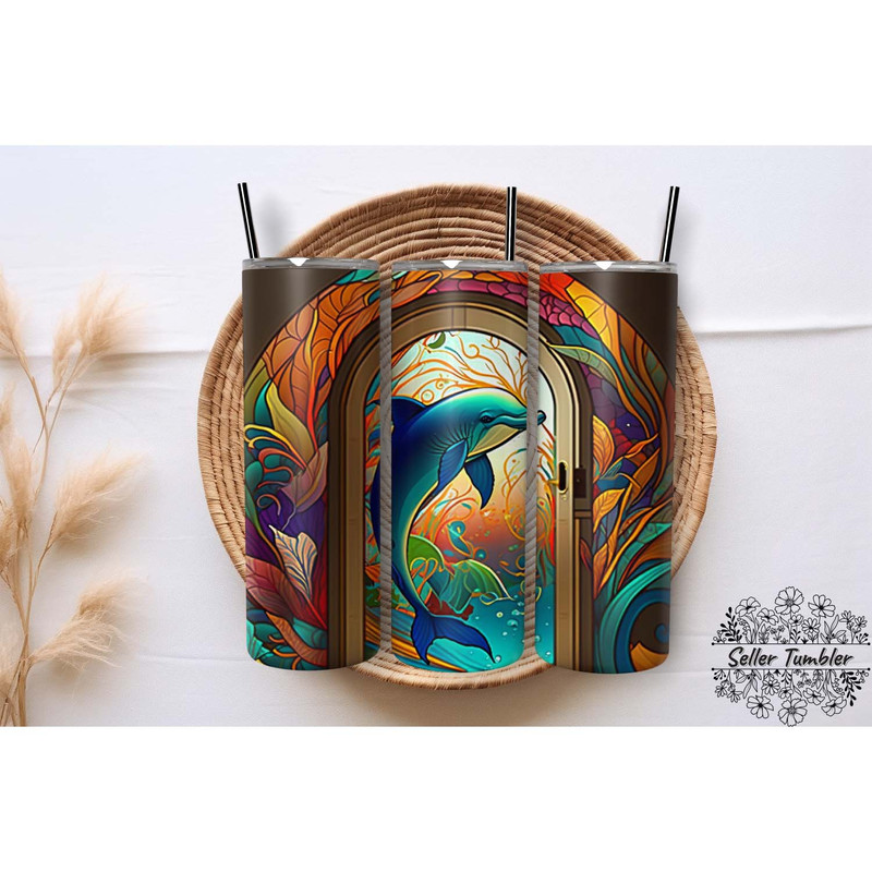 Cute Dolphin 20 Oz , Tumbler 20 oz Wrap PNG, Skinny Tumbler Designs PNG.jpg