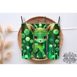 cute green glow baby deer, tumbler 20 oz wrap png, skinny tumbler designs png