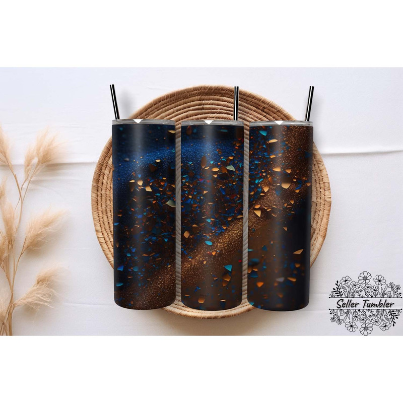 Dark Blue Sandy Brown Glitter , Tumbler 20 oz Wrap PNG, Skinny Tumbler Designs PNG.jpg