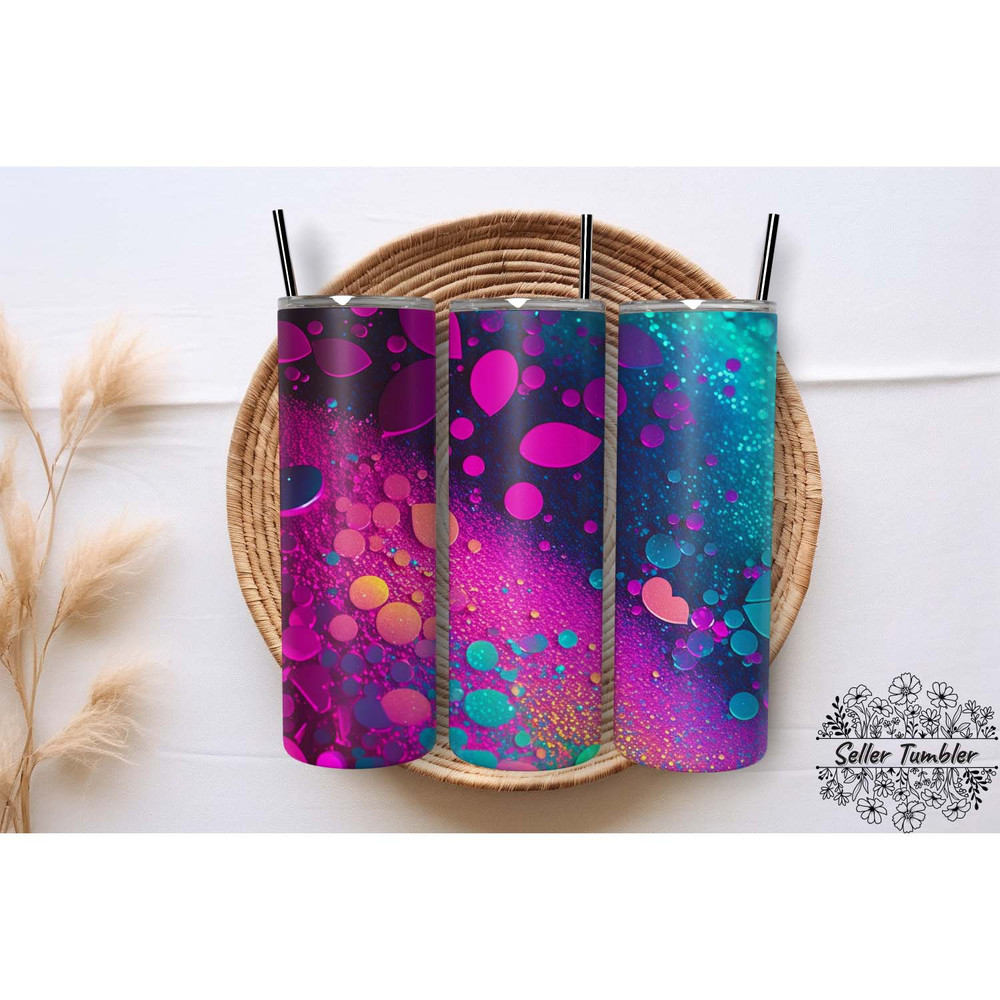 Dark Magenta Chartreuse Aqua Glitter , Tumbler 20 oz Wrap PNG, Skinny Tumbler Designs PNG.jpg
