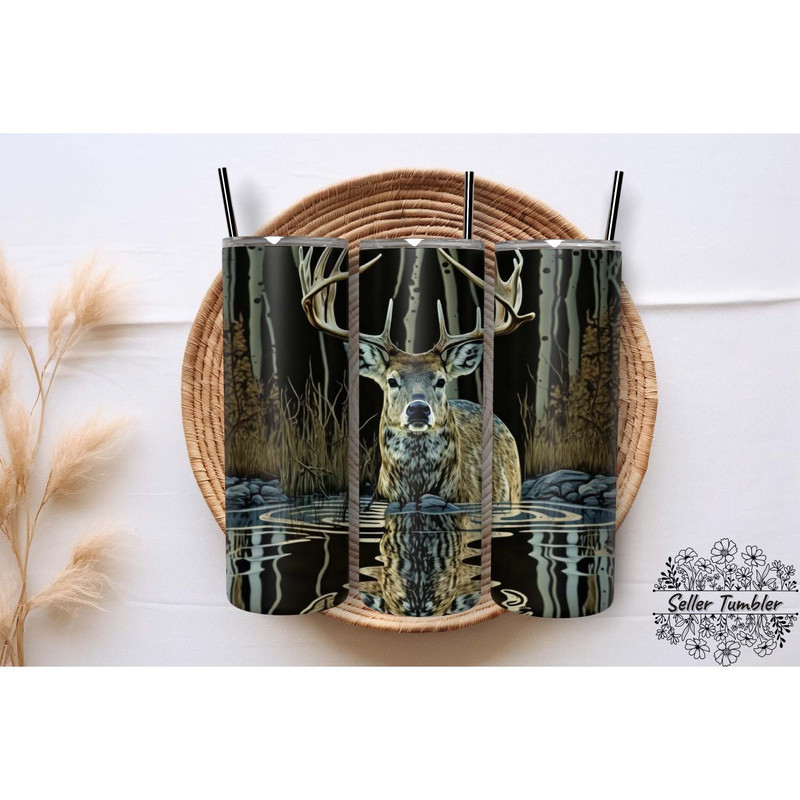 Deer Hunting Half Camo 20 , Tumbler 20 oz Wrap PNG, Skinny Tumbler Designs PNG.jpg