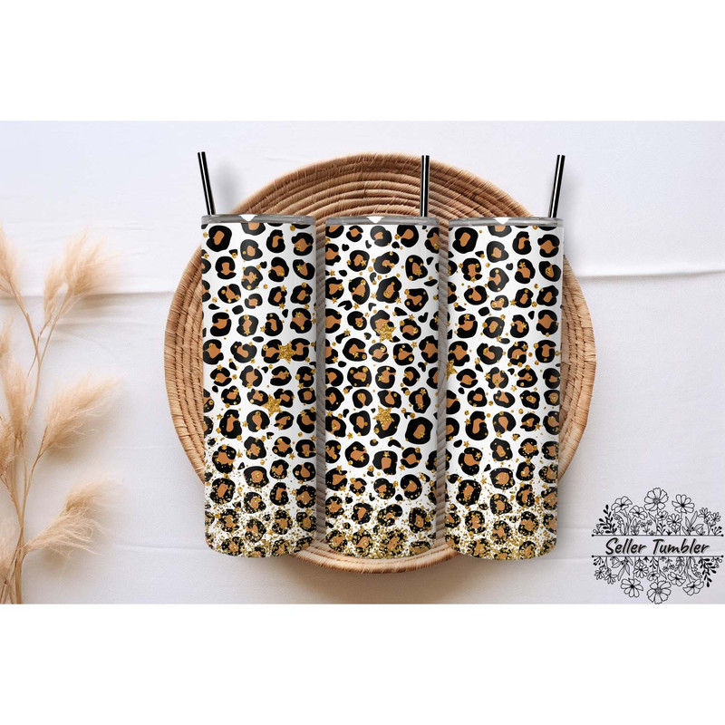 Glitter Leopard Tumbler , Tumbler 20 oz Wrap PNG, Skinny Tumbler Designs PNG.jpg