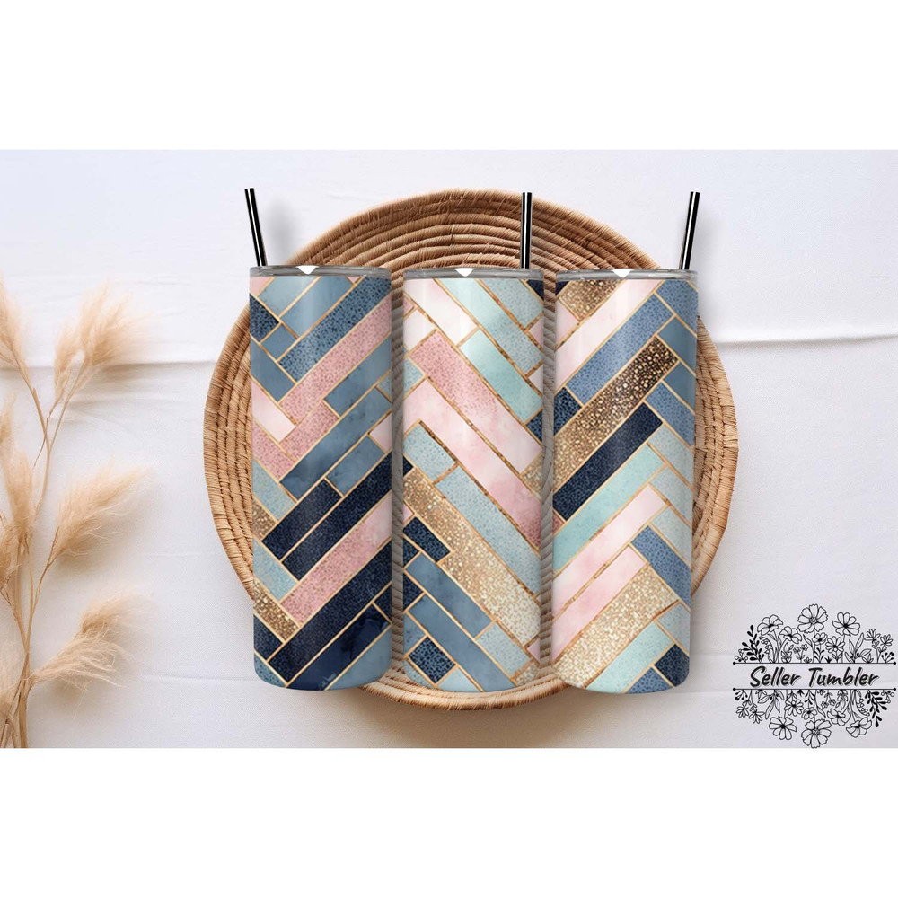 Gold And Navy Seamless Herringbone , Tumbler 20 oz Wrap PNG, Skinny Tumbler Designs PNG.jpg