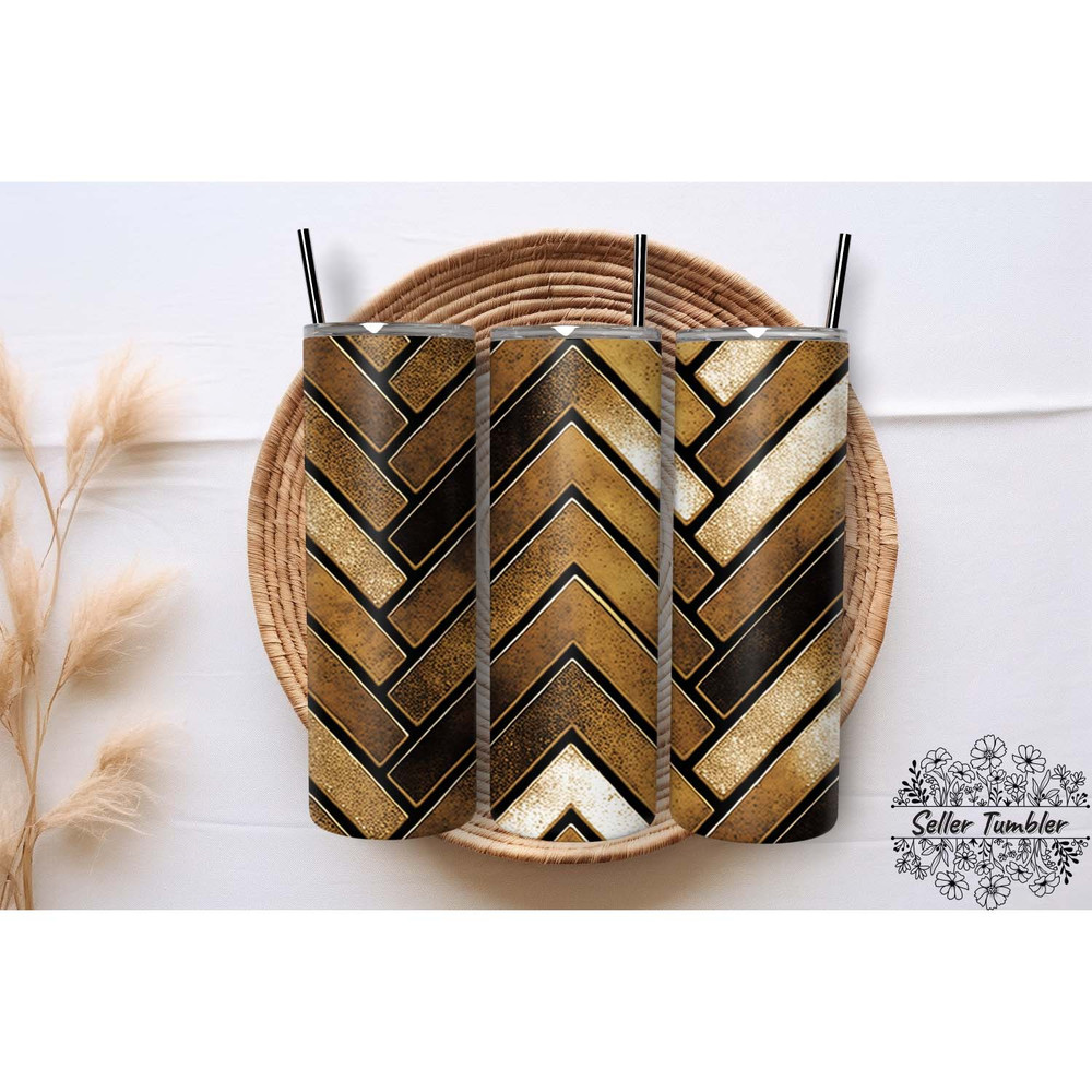 Herringbone Golden 20 Oz, Tumbler 20 oz Wrap PNG, Skinny Tumbler Designs PNG.jpg