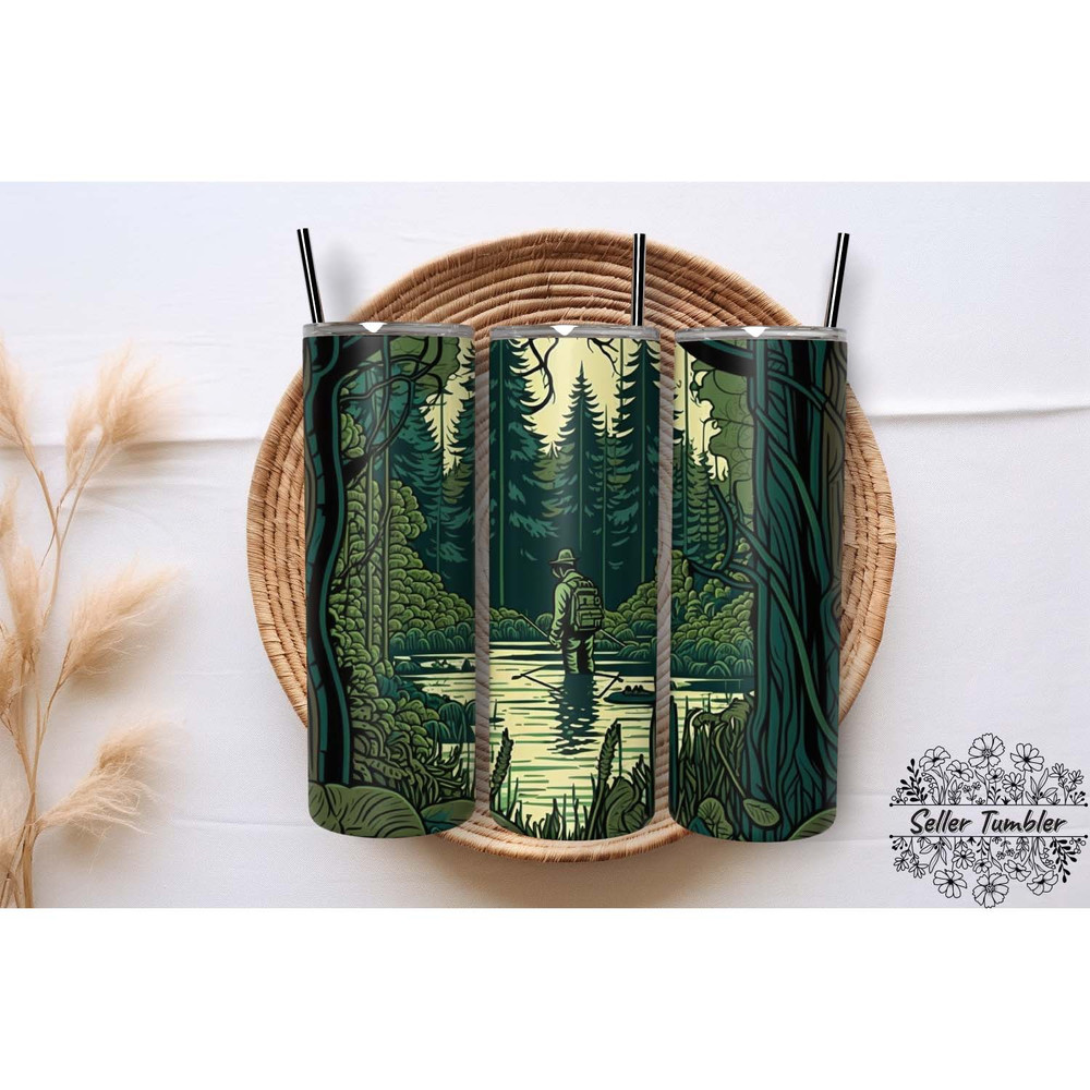 Hunting Man Forest 20 Oz , Tumbler 20 oz Wrap PNG, Skinny Tumbler Designs PNG.jpg