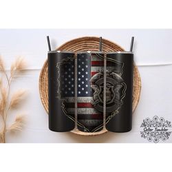 police and firefighter american flag badge usa 20 oz, tumbler 20 oz wrap png, skinny tumbler designs png