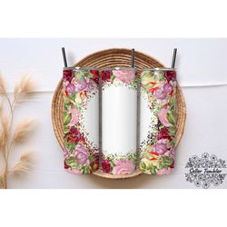 red rose flower 20 oz, tumbler 20 oz wrap png, skinny tumbler designs png