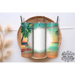 seamless beach 20 oz, tumbler 20 oz wrap png, skinny tumbler designs png