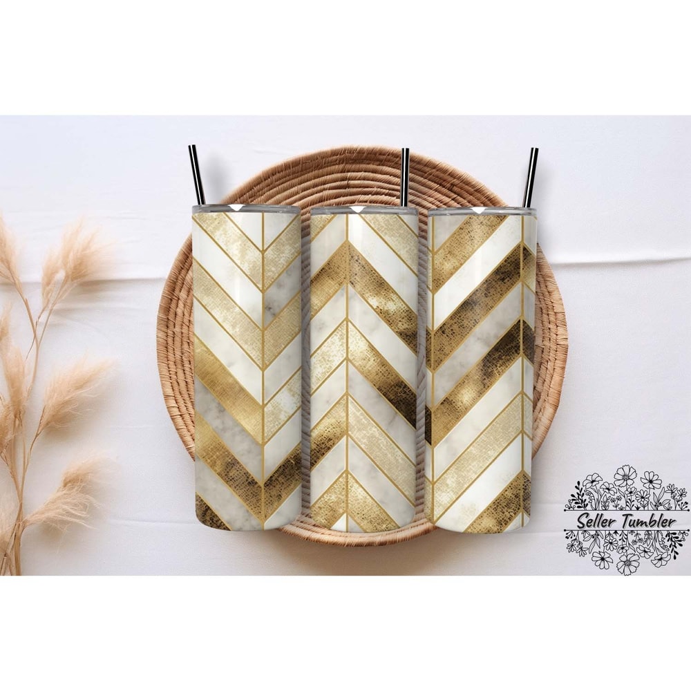 Seamless Herringbone Golden Brush 20 Oz, Tumbler 20 oz Wrap PNG, Skinny Tumbler Designs PNG.jpg
