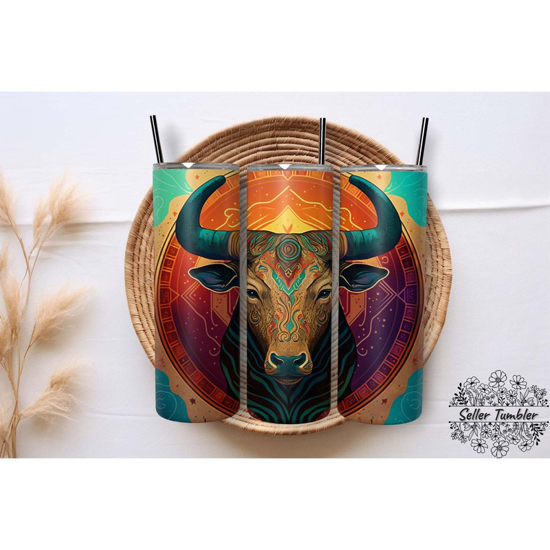 Zodiac Taurus 20 Oz , Tumbler 20 oz Wrap PNG, Skinny Tumbler Designs PNG.jpg