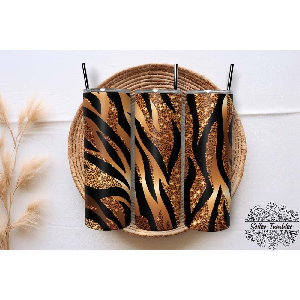 Agate Glitter Tiger Leopard 20 Oz, Tumbler 20 oz Wrap PNG, Skinny Tumbler Designs PNG.jpg