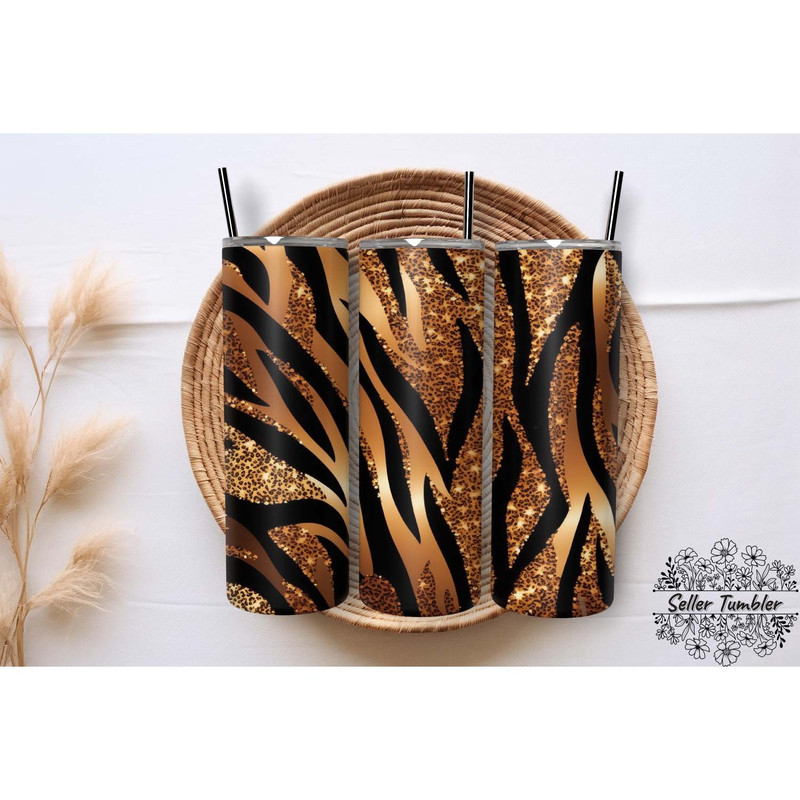 Agate Glitter Tiger Leopard 20 Oz, Tumbler 20 oz Wrap PNG, Skinny Tumbler Designs PNG.jpg
