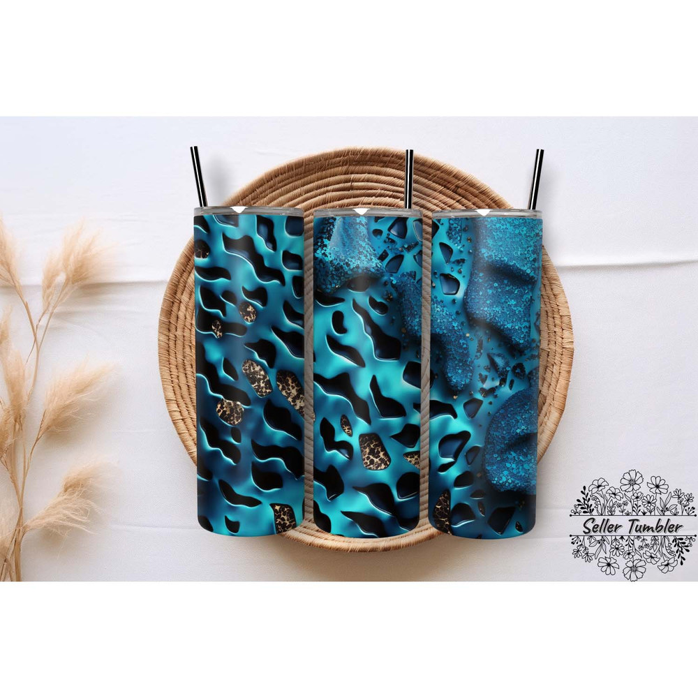 Blue Glitter Animal Skin 20 Oz, Tumbler 20 oz Wrap PNG, Skinny Tumbler Designs PNG.jpg
