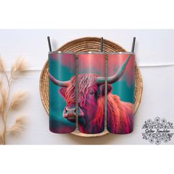cow highland cattle 20 oz, tumbler 20 oz wrap png, skinny tumbler designs png