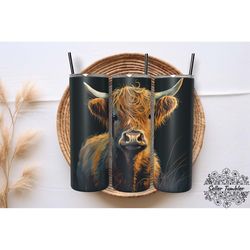cute highland cow 20 oz, tumbler 20 oz wrap png, skinny tumbler designs png