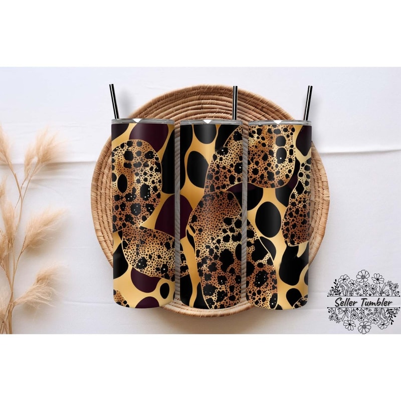 Glitter Animal Leopard 20 Oz, Tumbler 20 oz Wrap PNG, Skinny Tumbler Designs PNG.jpg
