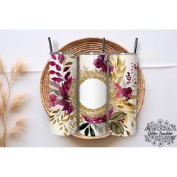 magenta pink gold flowers 20 oz, tumbler 20 oz wrap png, skinny tumbler designs png