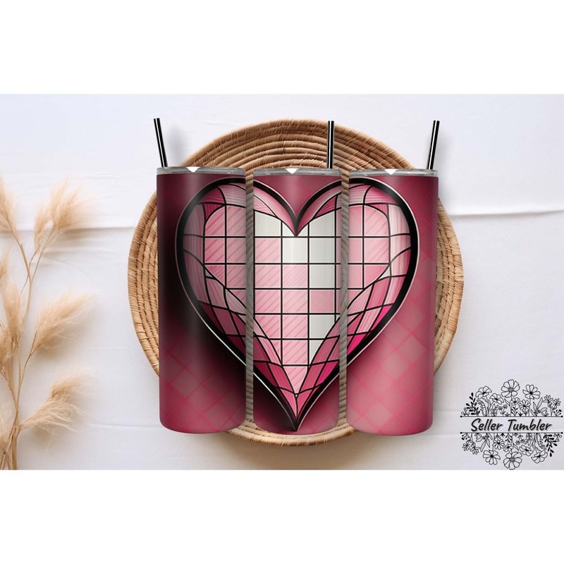 Valentine S Day Heart Pink Love 20 Oz, Tumbler 20 oz Wrap PNG, Skinny Tumbler Designs PNG.jpg