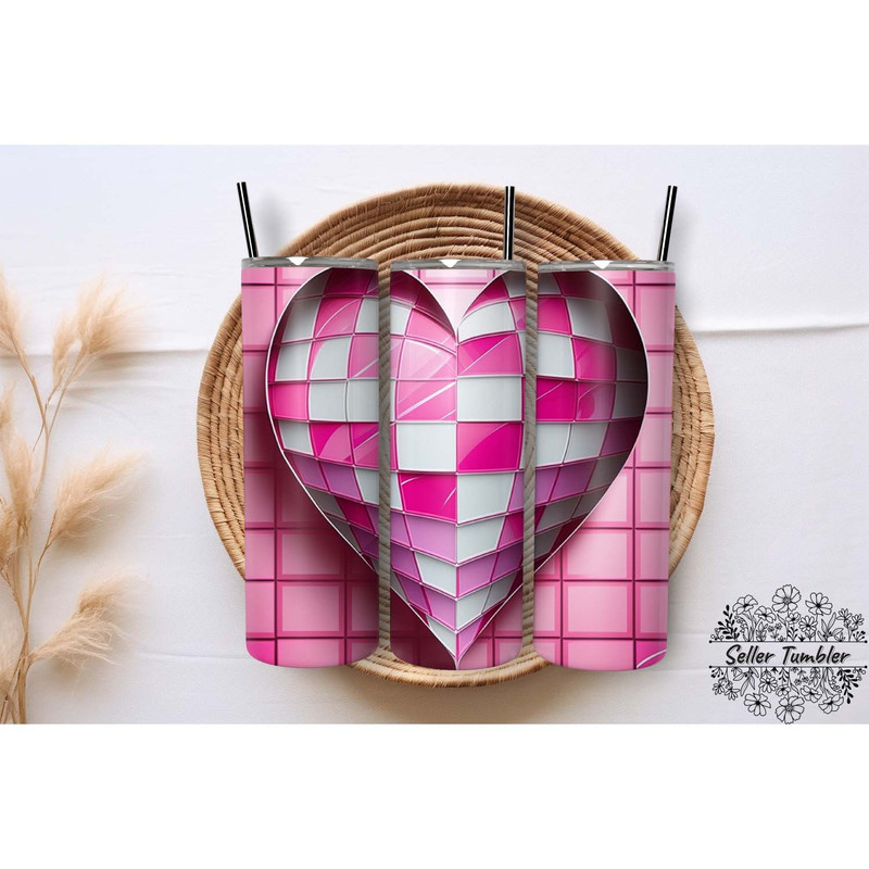 Valentine S Day Stained Glass Heart 20 Oz, Tumbler 20 oz Wrap PNG, Skinny Tumbler Designs PNG.jpg